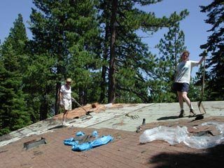 Stripping the roof.  First dump run was 1760 pouds!